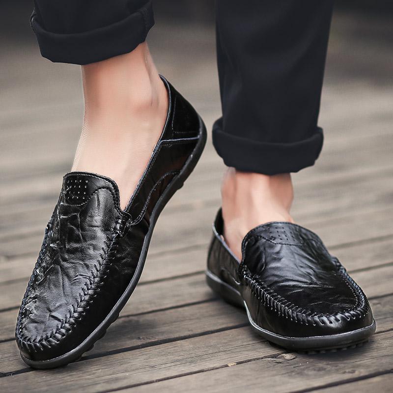 Penny Loafers Men Casual Shoes Large Size 38-46 Handmade Leather Slip on Flats Lightweight Man Moccasins Mens Driving Shoes