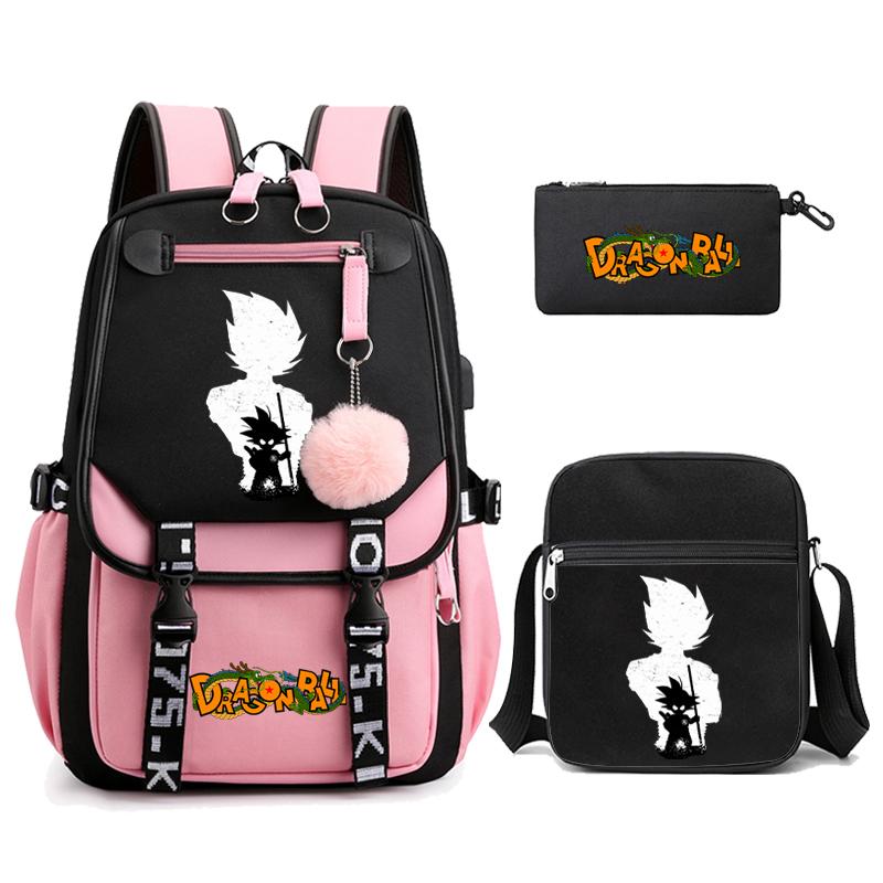 3Pcs/set Anime Dragon Ball Daily Laptop Backpack Lightweight bag for Men Women Travel Bag Student Girl Boy Back To School Unisex Bagpack Mochila