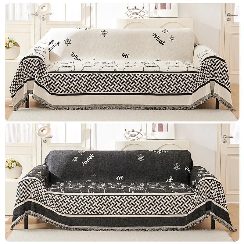 Kreatives Niedliches Cartoon Kaninchen Sofa Handtuch Chenille Kratzfest Sofaüberwurf All-Inclusive Universeller Überwurf Sofa Handtuch Überzug Stoff