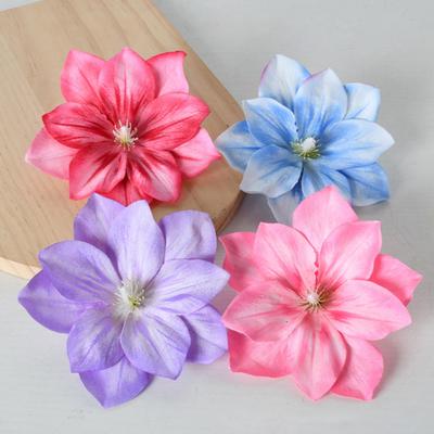 2 Stück Künstliche Lotusblütenköpfe Kleine Realistische Clematisblüten für DIY Hochzeitsfeier Basteln Heim Büro Garten Hotel Dekoration