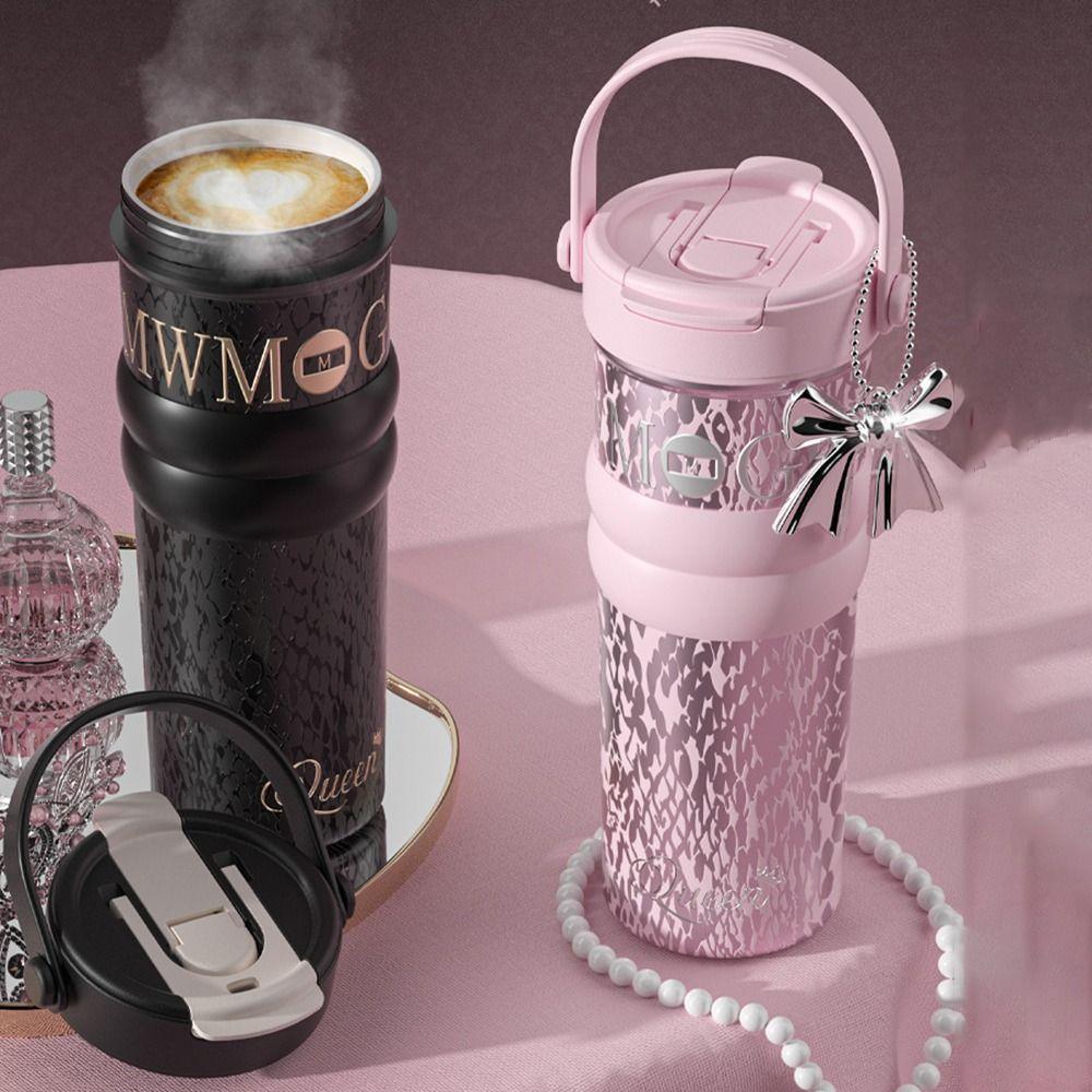 710ML Ceramic Coated Coffee Cup Insulation Or Cooling Keeps Both Hot and Cold Insulated Cup High-Capacity SUS316 Stainless Steel rosa