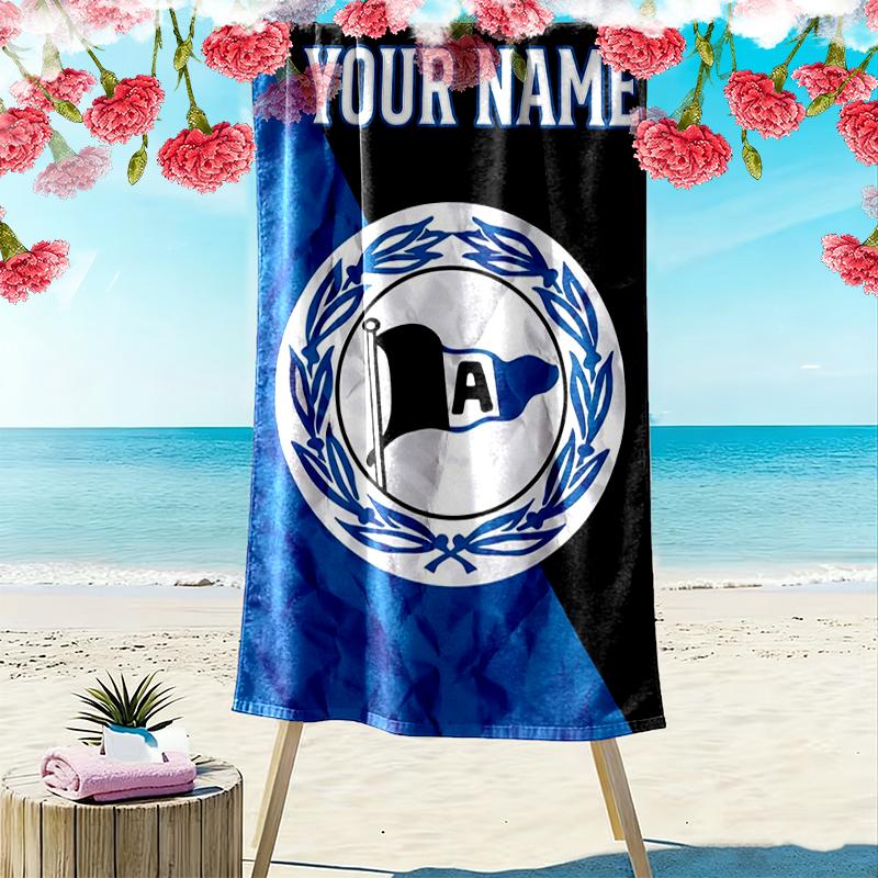 Benutzerdefinierter Name DSC Arminia Bielefeld Druck Strandtuch, Großes Weiches Schnelltrocknendes Handtuch für Strand Camping Schwimmen_xia 70cmx140cm(27x55inch) black
