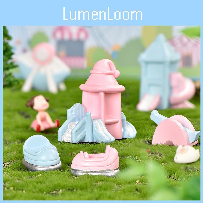 Adorable Resin Playground Micro Landscape Diy Cake Decoration Accessories Ferris Wheel Slide Carousel