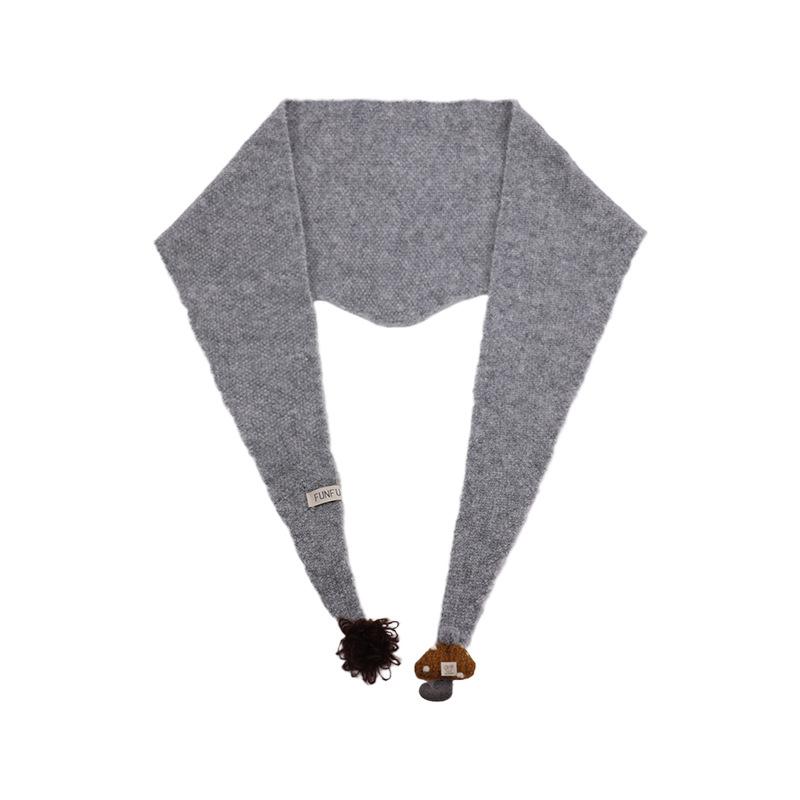 Atmosphere wool knitted cute doll triangle scarf shawl women's autumn and winter warm solid color scarf