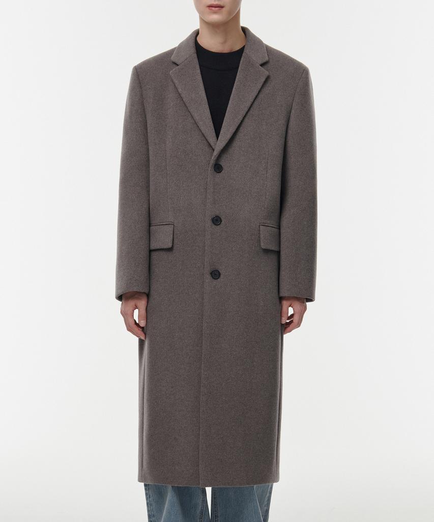Musinsa Standard Cashmere Blend Daddy Shoulder Single Long Coat [Taupe]