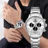 Man Simple Dress Watch Ultra-thin Dial Chronograph Quartz Wristwatch Luminous Date Steel Strap Watches for Men