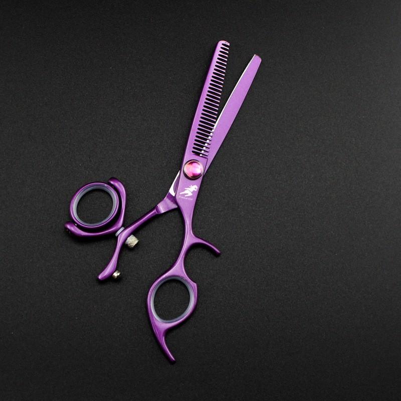 

6.0 inch Freelander red purple, rotating set, hair scissors, hair scissors, flat scissors, tooth scissors, thin scissors. 6.0inch purple rotating dental scissors