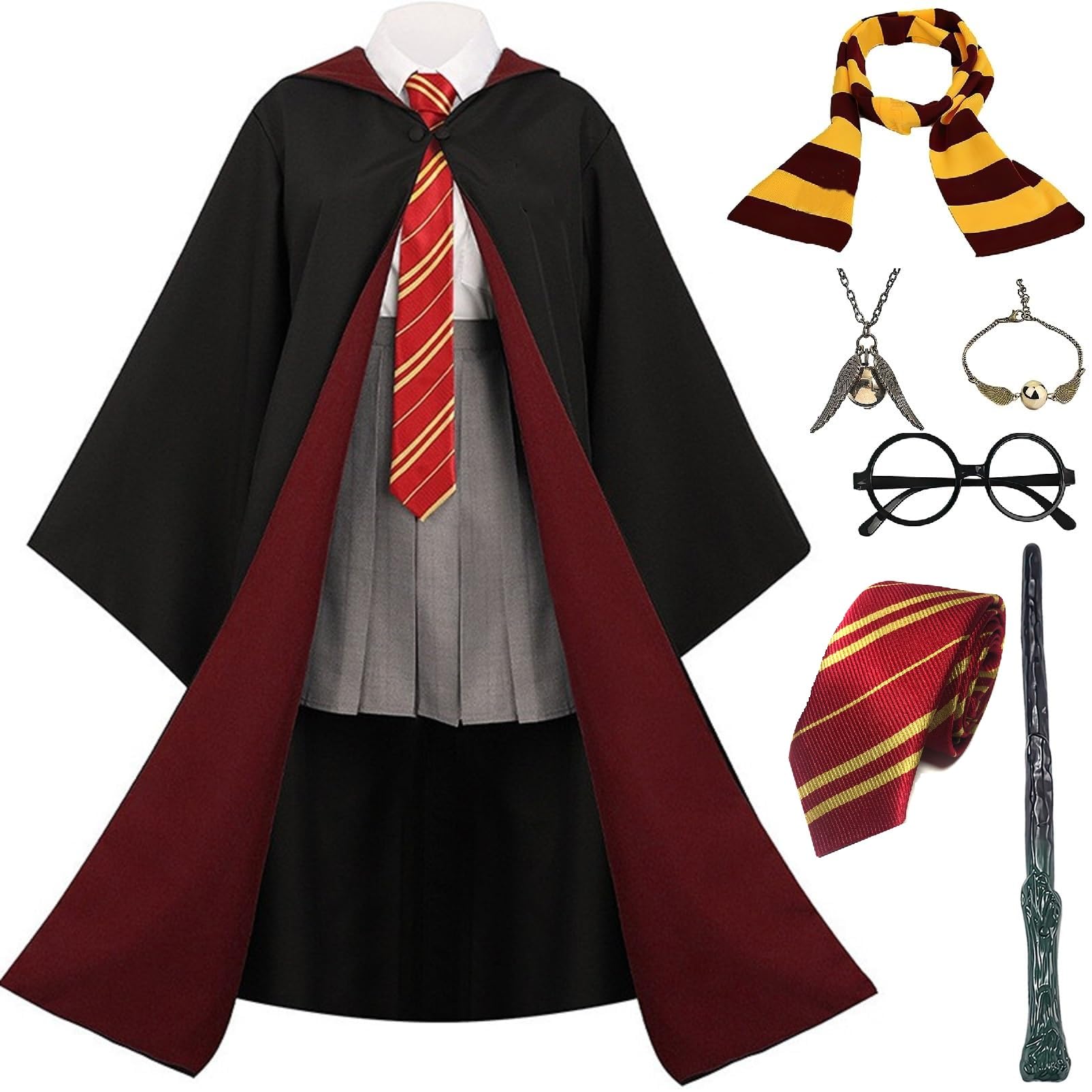

Halloween Gryffindor Complete Harry Potter Cosplay Costume Set 7 Sizes Cosplay Costume Glasses Tie Scarf Magic Costume cosplay [Yi-gog] 5-Piece (Robe