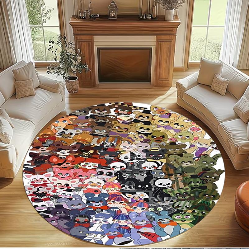 Five Nights At Freddy's Print Round Rug, Washable Floor Carpet, For Entryway Dorm Laundry Room Office Study, Home Decor Birthday Christmas Gift