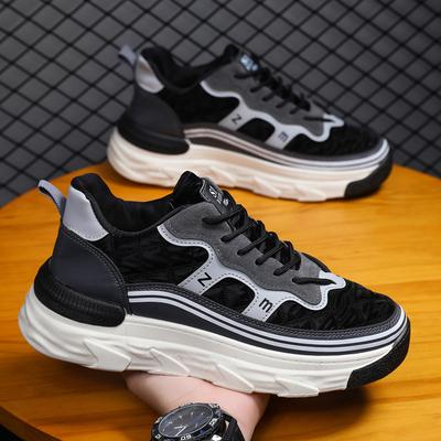 Vier Seizoenen Trend Herenschoenen Ademend Veterschoenen Hardloopschoenen Herenmode Platform Papa Schoenen Lichtgewicht Sport Casual Schoenen