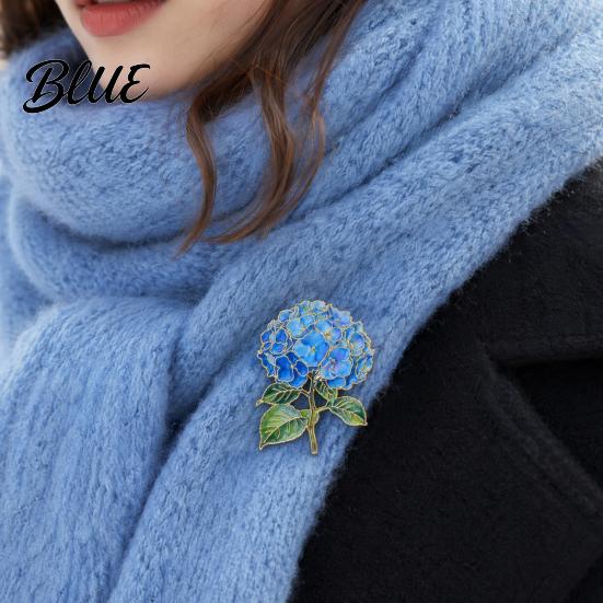 Colorful Enamel Brooch Pin Hydrangea Shape Lapel Polished Edges Backpack