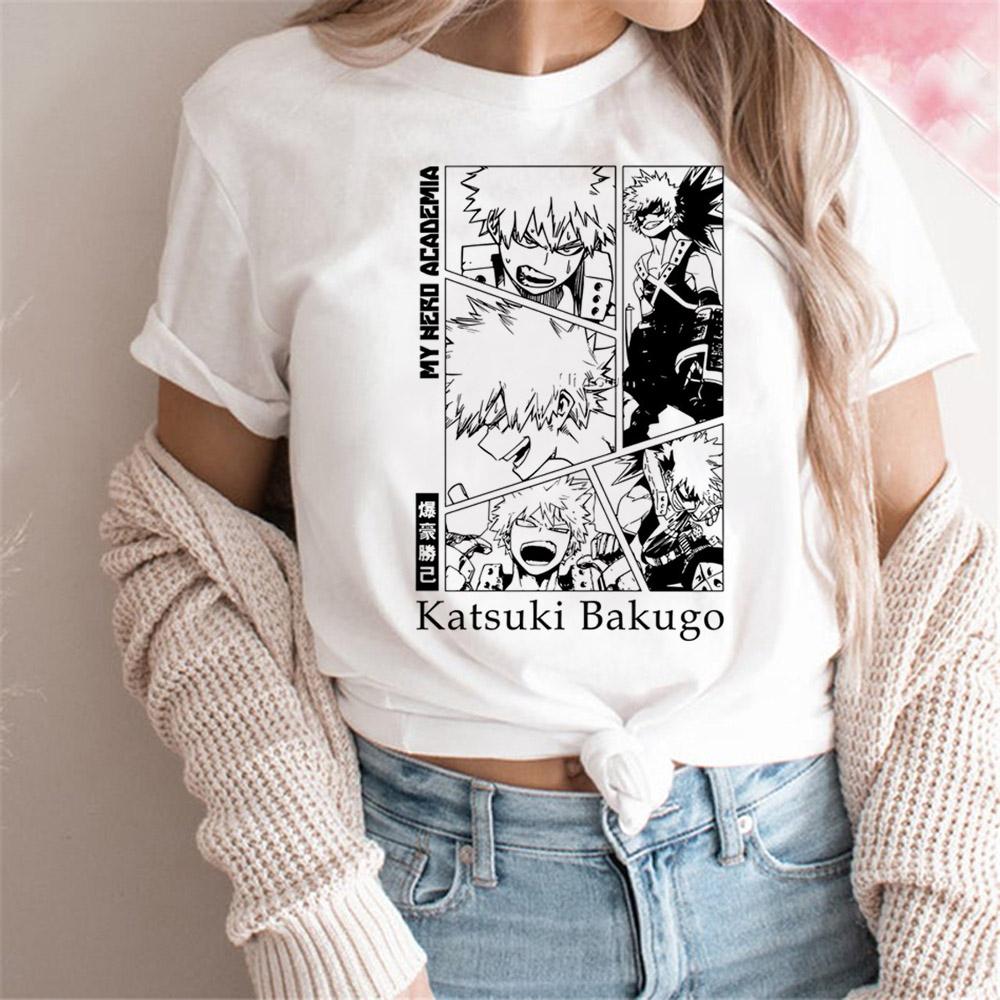 Bakugo Katsuki TShirt Tops Izuku Midoriya Deku Hero Midoriya Izuku Black Shirt Women Clothing Y2k Top Graphic T Shirts S