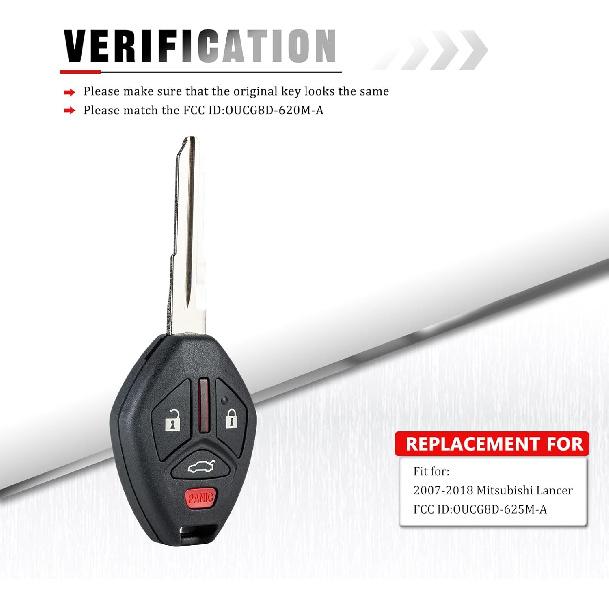 4-BTN Car Entry Remote Key Fob Transponder Ignition Key Control Replacement Fit for 2008 2009 2010 2012 2013 2014 2015 2016 2017 Mitsubishi Lancer