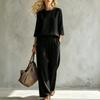 Women's Casual Two-Piece Set with Button Color Loose Fit for Everyday Wear
