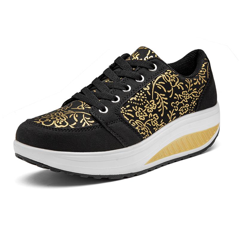 35-42 Women's Plus Size Fashionable Thick Sole Height Increasing Sports and Leisure Shoes Rocking Shoes