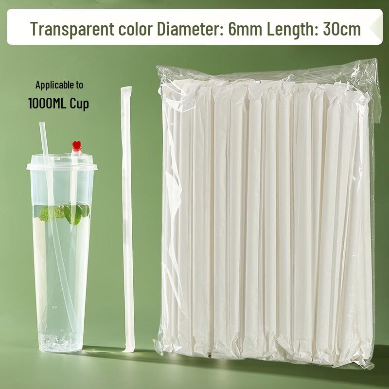 Individually Wrapped Extra-Long Transparent Straws