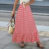 Women's Fashion Bohemian Print Elastic Waist Skirt Loose Casual High Waist Large Hemline Skirt