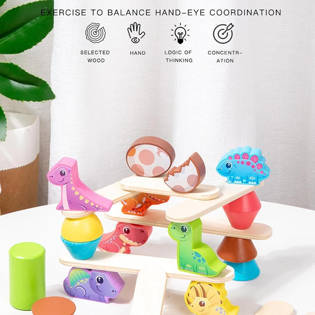 Kids Montessori Wooden Balance Toy Learning  Education Memories Animal Shape Stacking Toys for Preschoolers Fine Motor Skills