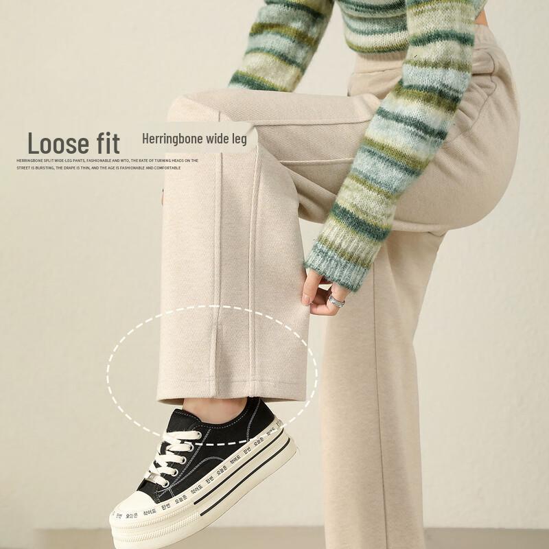 Women's Wool Blend Herringbone Wide-Leg Pants