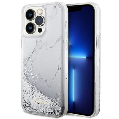 Etui Do iPhone 14 Pro Max Guess Liquid Glitter Marble Białe