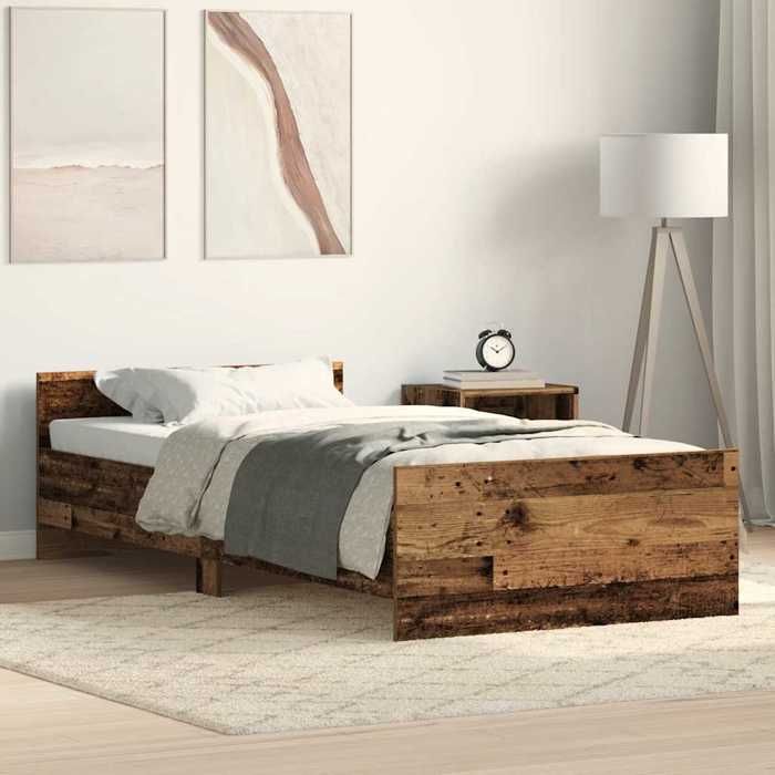 VidaXL Cadre de lit sans matelas vieux bois 75x190 cm bois ingénierie, meubles de chambre, sommier,, lit, lit simple 862310