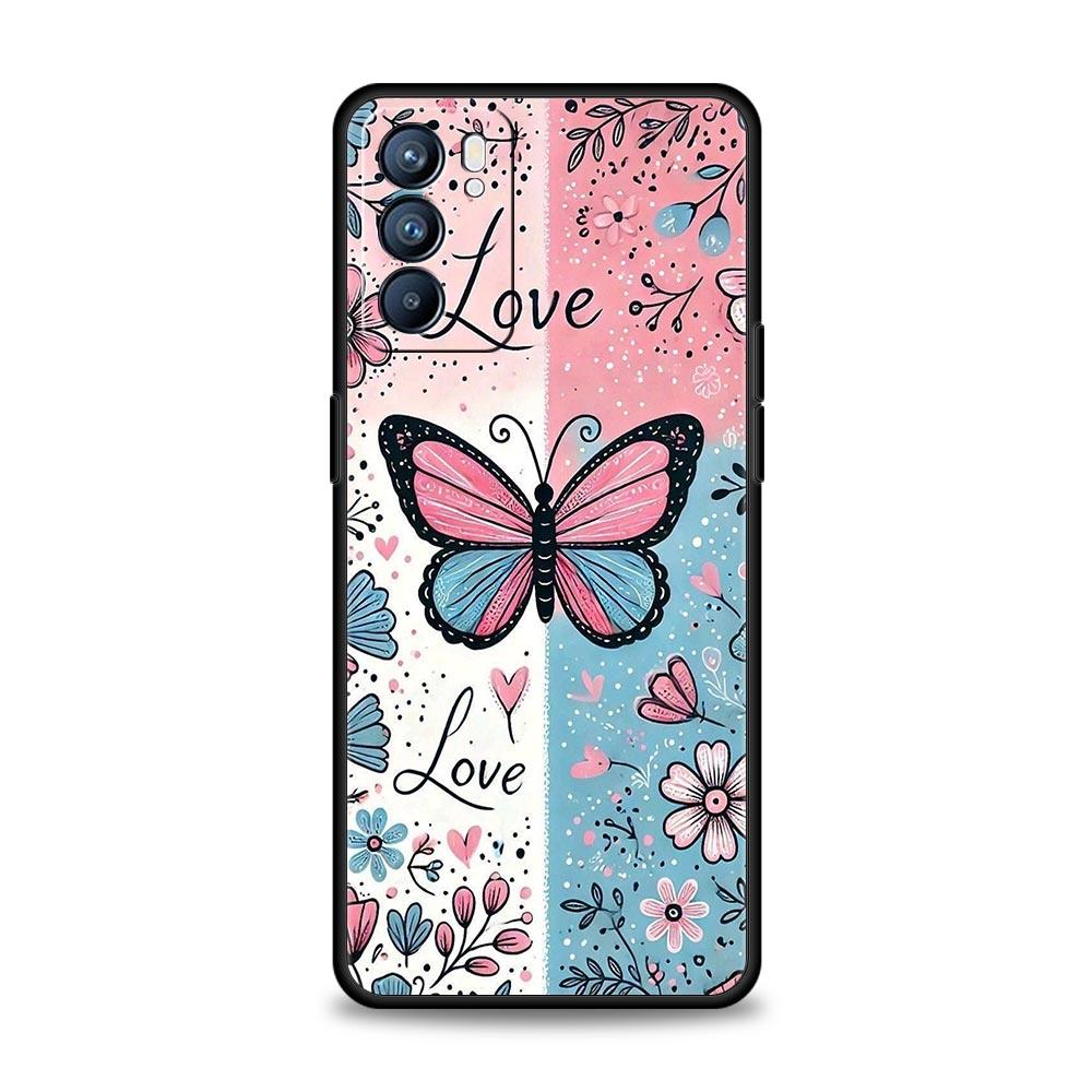 Fashionable Butterfly Flower Pattern Phone Case For Oppo Reno 13 12 11 10 7 F Find X5 X6 A98 A80 A79 A78 A57 A17 Pro 5G Soft TPU