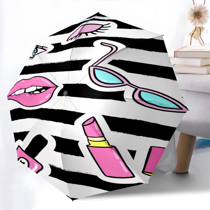 

1PC lip theme Umbrella Portable Folding Umbrella Iron Frame Hole Bone Structure Outdoor Home Umbrella A23 разноцветный