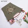 Women'S Bohemian Style Gray Tote Bag with Vintage Carriage Embroidery - Large Capacity Foldable Nylon Shoulder Bag, Reusable Perfect for Shopping