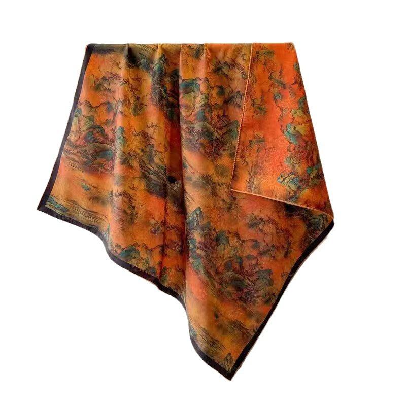 New Autumn and Winter Imitation Cloud Yarn Double-sided Fashionable Silk Scarf for Women Warm Cold Shawl Snail Dual-purpose Scarf