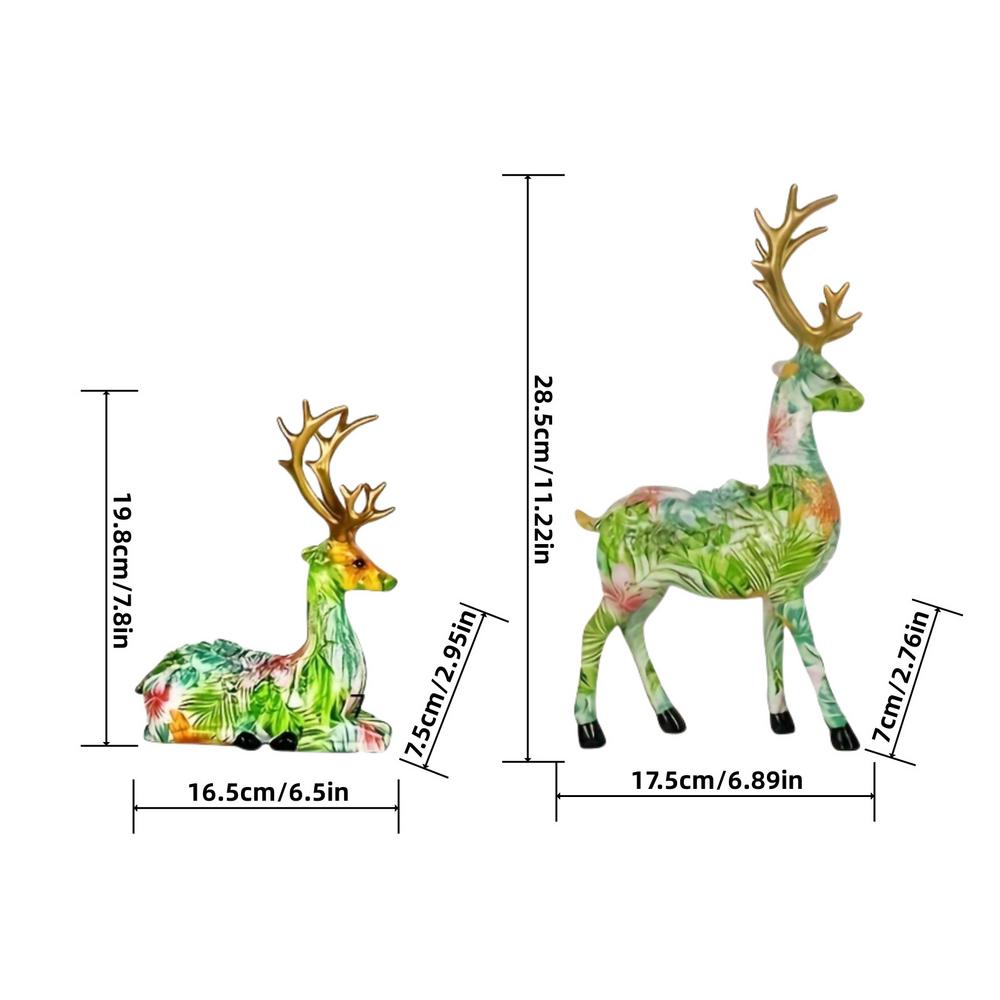 2 Pcs Deer Figurine Room Decor Sitting Standing Table Reindeer Animal Crafts Sculptures Christmas Home Decoration Fawn Figurines