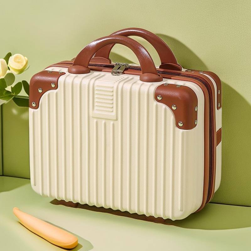 Small Suitcase, Mini Makeup Case 14-Inch Compact Case Souvenir Carry-On Storage Lockable Carry-On Cosmetic Bag 14inch