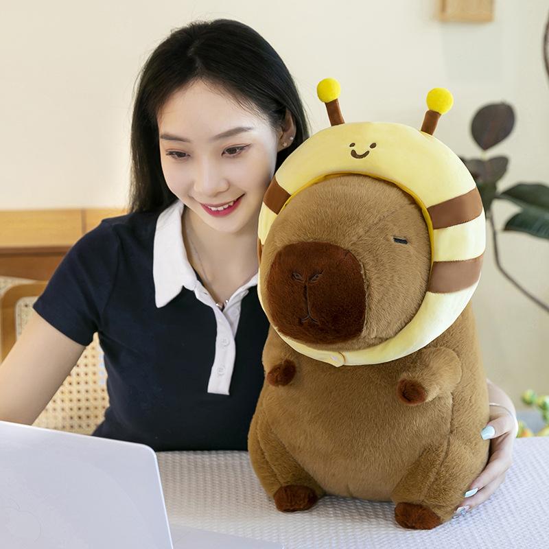 Bee Kapibara Plush Toy Doll New Cute Birthday Gift Capybara Doll Throw Pillow