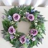 Artificial Flower with Leaf Realistic Purpler Rose Wreath Decoration for Door Window Hallway Farmhouses Wedding Wreath
