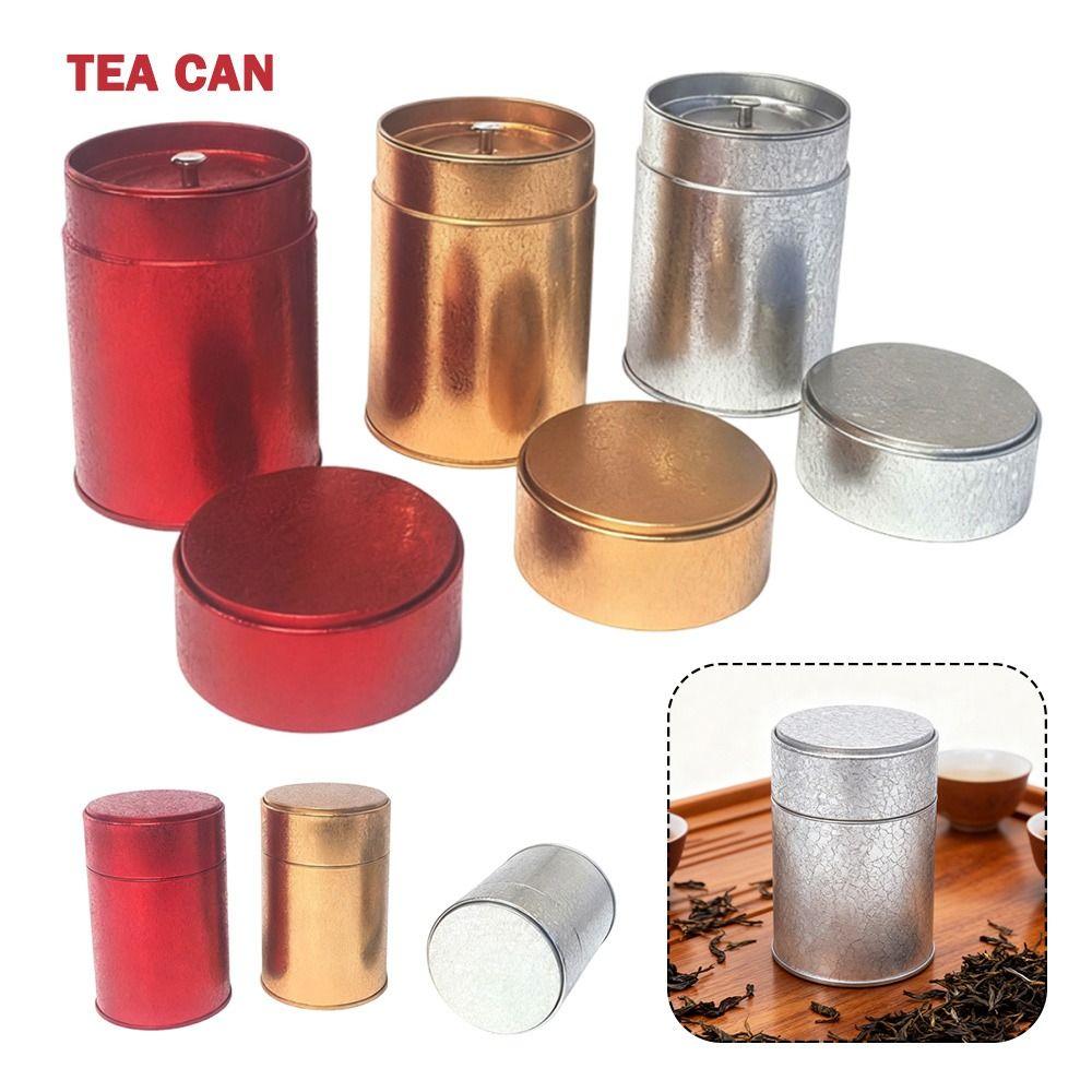 Circular Shape Tea Jar Mini Size Metal Box Organizer Tea Tin Tea Storage
