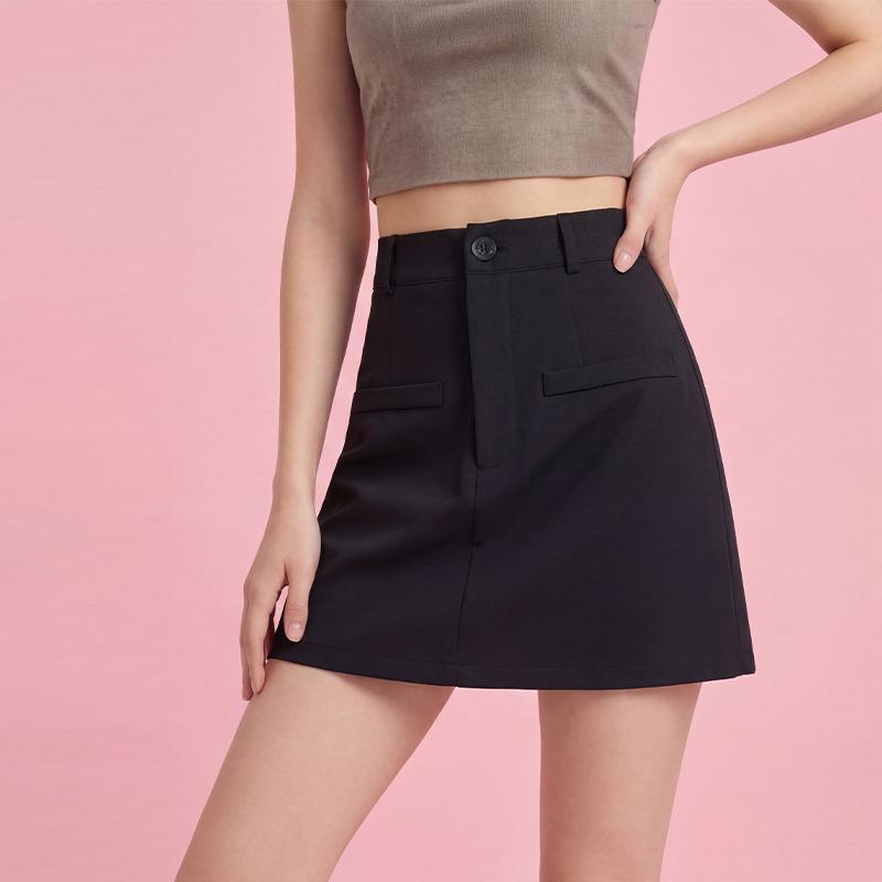 women s High Waist A-Line Mini Skirt Solid Color Casual Short Skirt Elegant Workwear Bottoms S
