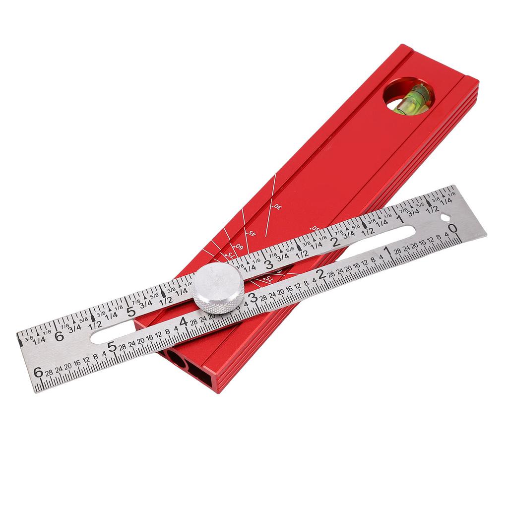 Adjustable Position Marking Protractor Multi Angle Foldable Knob Depth Measuring Ruler Level Gage Angle Finder