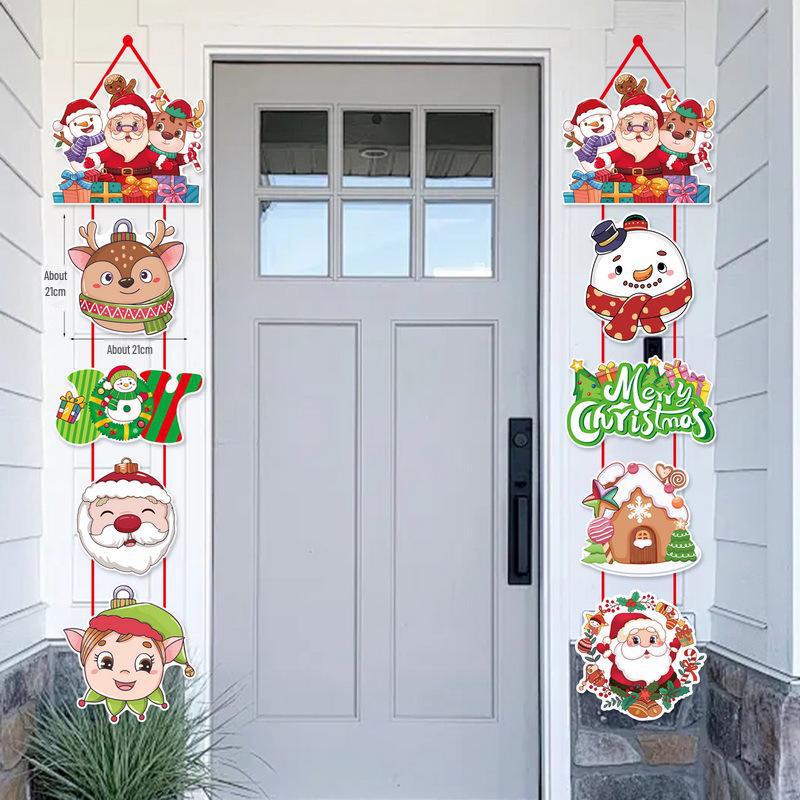 

Cross-Border Christmas Paper Door Curtain - Cartoon Flag Decoration for Store, Mall, or Home