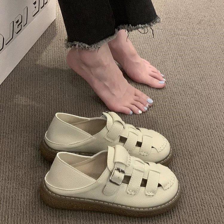 

Baotou hole shoes two wear single shoes women s 2025 new summer one pedal Birkenstocks white shoes platform sandals 35