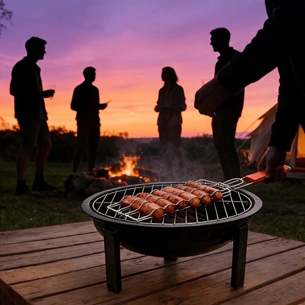 Detachable Sausage Barbecue Net Non Stick Barbecue Net Clip  for Outdoor Camping