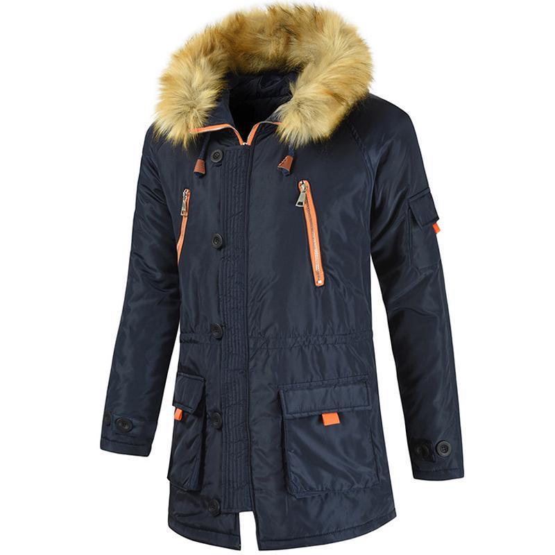 Kaufe Herren Parka mit Kapuze, gepolstert, mit Blasenfell, Parker