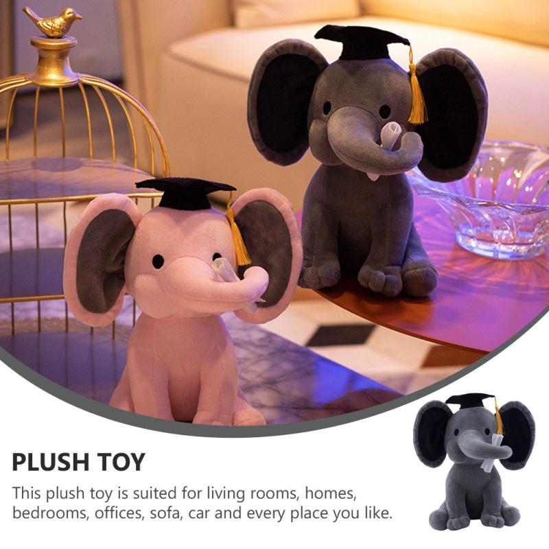 Cute Elephant Plush Toy With Graduation Hat Perfect Graduation Gift