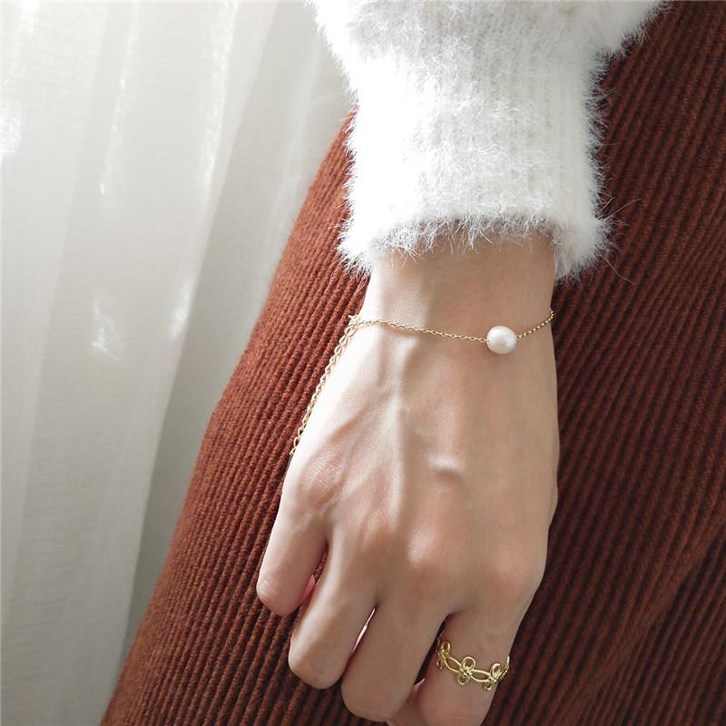 Korea 925 Sterling Silver Natural Freshwater Pearl Thin Bracelet for Women Simple Temperament Accessories Hand Accessories