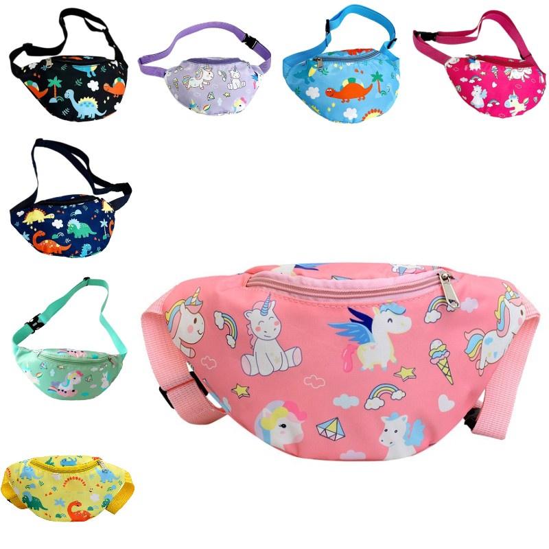 Cute Unicorn Kids Waist Bag Cartoon Dinosaur Shoulder Bag Nylon Material Lightweight And Theft-proof