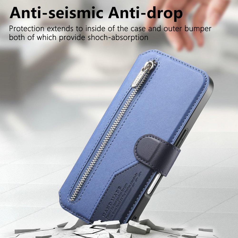2 In1 Detachable Zipper Leather Wallet Flip Case For iPhone 16 Pro Max 15 14 13 12 11 16E 16Plus Luxury RFID Stand Book Cover