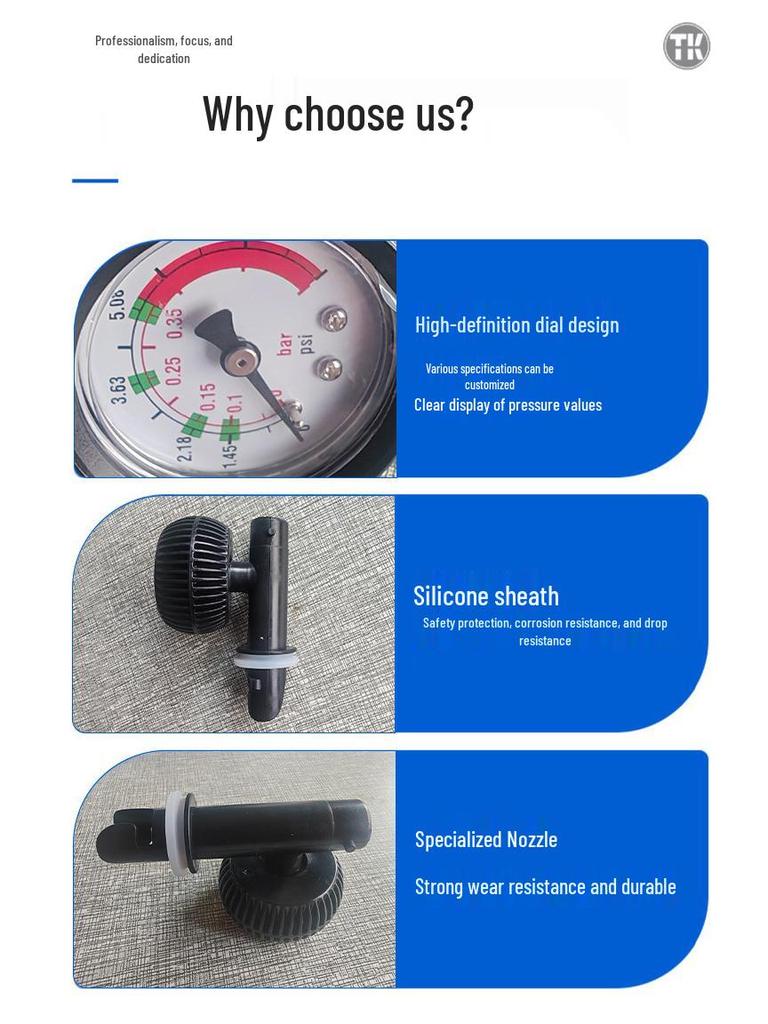 Hava Pompası Basınç Göstergeli 5 PSI PVC Şişme Bot Kayak Kano Botu