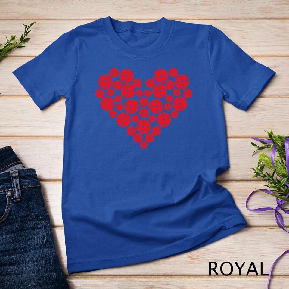 Funny Pickleball Love Heart Shape Valentine T-Shirt Unisex T-shirt 8 4XL
