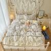 Korean French Lazy Style Puff Flower Edge Quilt Cover Four-piece Set Princess Style Dormitory Three-piece Set