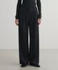 SUARE WOMEN Wool Double-Pleated Semi-Wide Slacks Charcoal
