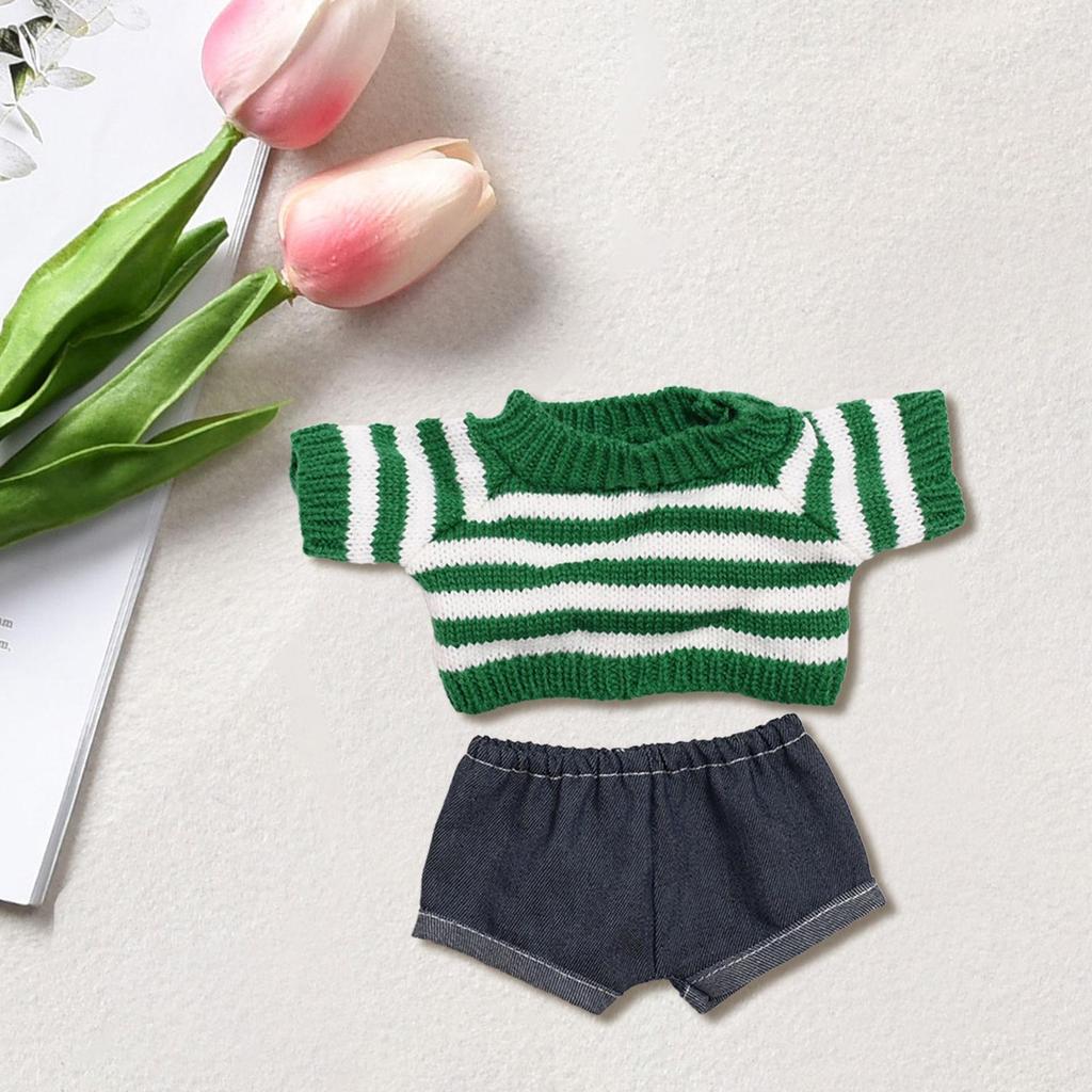 Plush Doll Clothes for 38cm Doll Lovely Little Girls Gift DIY Supplies Sweater And Jeans Doll Clothing Costume