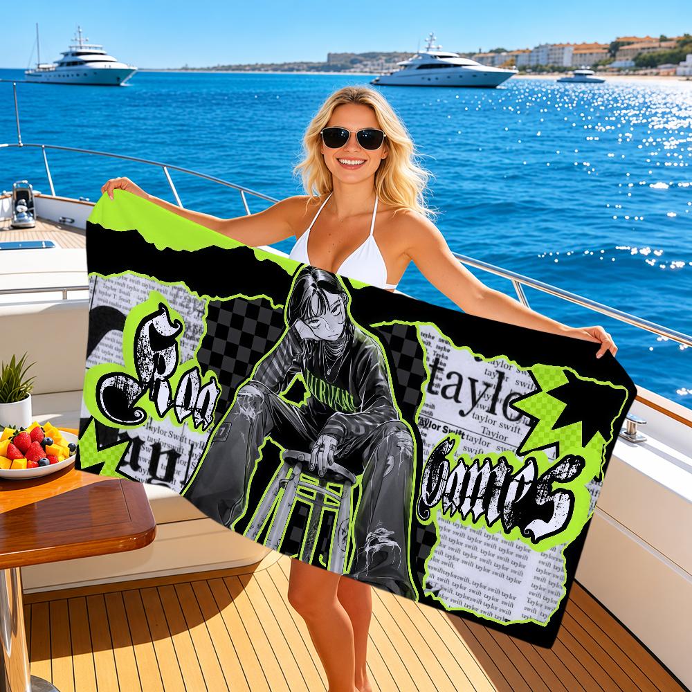 Bath Towels Anime Art K-Kinioto Green Yuri T-TGSWIIWAGAA Soft Quick Dry Gift Travel Gym Bathing Spa Camp Sport Pool Towel Gift